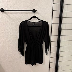 Rue 21 black fringe romper